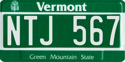 VT license plate NTJ567