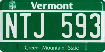 VT license plate NTJ593
