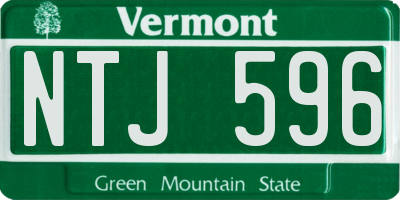VT license plate NTJ596