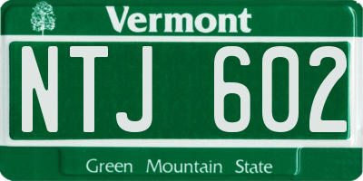VT license plate NTJ602