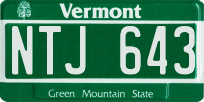 VT license plate NTJ643