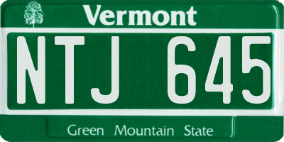 VT license plate NTJ645