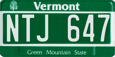 VT license plate NTJ647