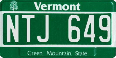 VT license plate NTJ649