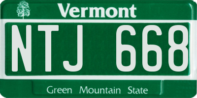 VT license plate NTJ668