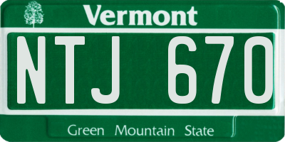 VT license plate NTJ670
