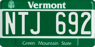 VT license plate NTJ692