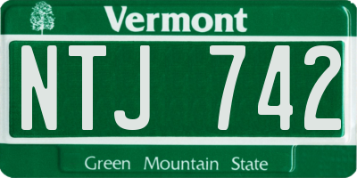 VT license plate NTJ742