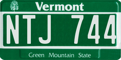 VT license plate NTJ744
