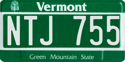 VT license plate NTJ755