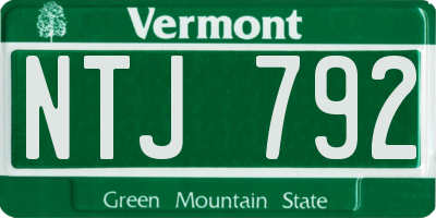 VT license plate NTJ792