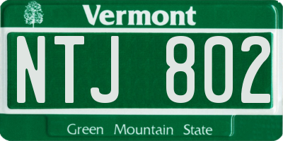 VT license plate NTJ802