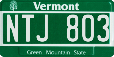 VT license plate NTJ803