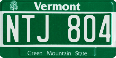 VT license plate NTJ804