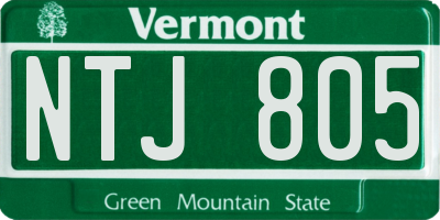 VT license plate NTJ805