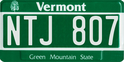 VT license plate NTJ807