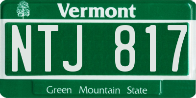 VT license plate NTJ817