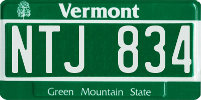 VT license plate NTJ834