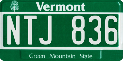 VT license plate NTJ836