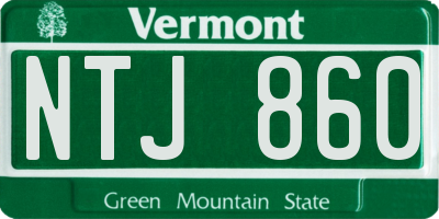 VT license plate NTJ860
