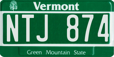 VT license plate NTJ874