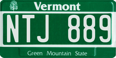 VT license plate NTJ889
