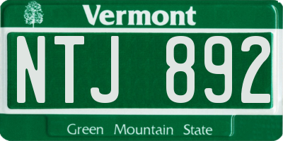 VT license plate NTJ892