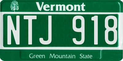 VT license plate NTJ918