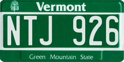 VT license plate NTJ926