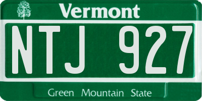 VT license plate NTJ927