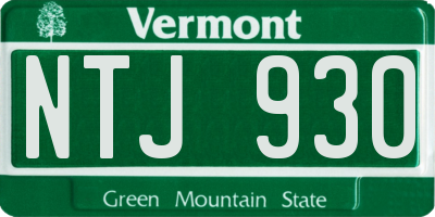 VT license plate NTJ930