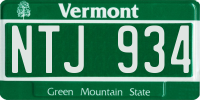 VT license plate NTJ934