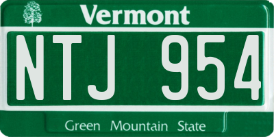 VT license plate NTJ954