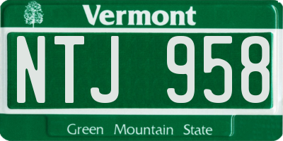 VT license plate NTJ958
