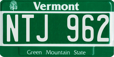 VT license plate NTJ962