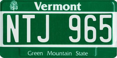 VT license plate NTJ965