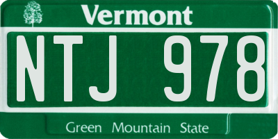 VT license plate NTJ978