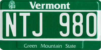 VT license plate NTJ980