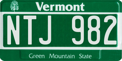 VT license plate NTJ982