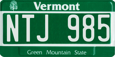 VT license plate NTJ985