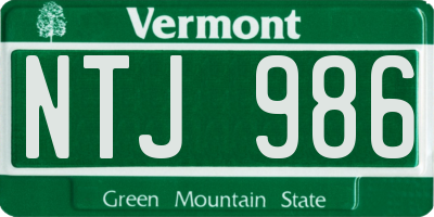 VT license plate NTJ986
