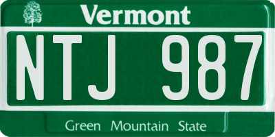 VT license plate NTJ987