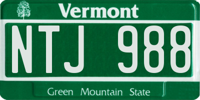 VT license plate NTJ988