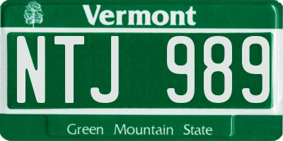 VT license plate NTJ989