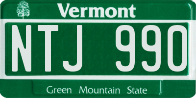 VT license plate NTJ990