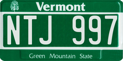 VT license plate NTJ997
