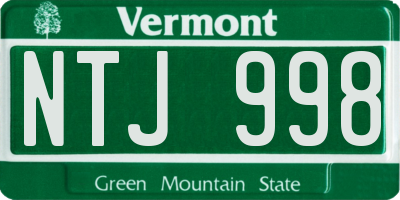 VT license plate NTJ998
