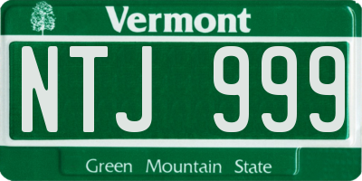 VT license plate NTJ999