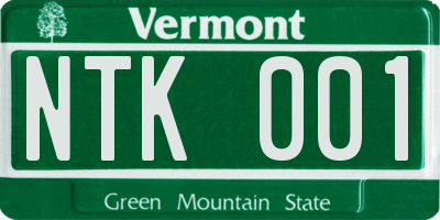 VT license plate NTK001