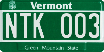 VT license plate NTK003